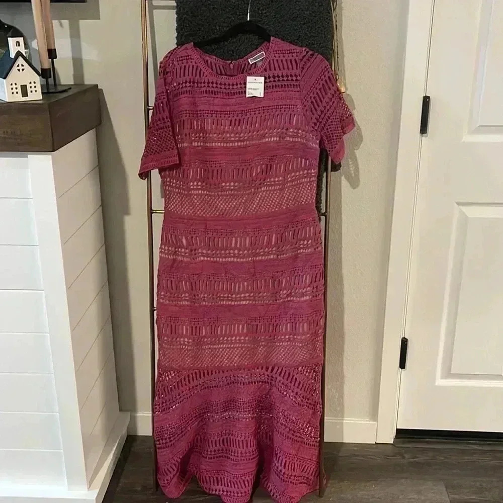 Women's Rose Crochet Midi Dress - Unbranded